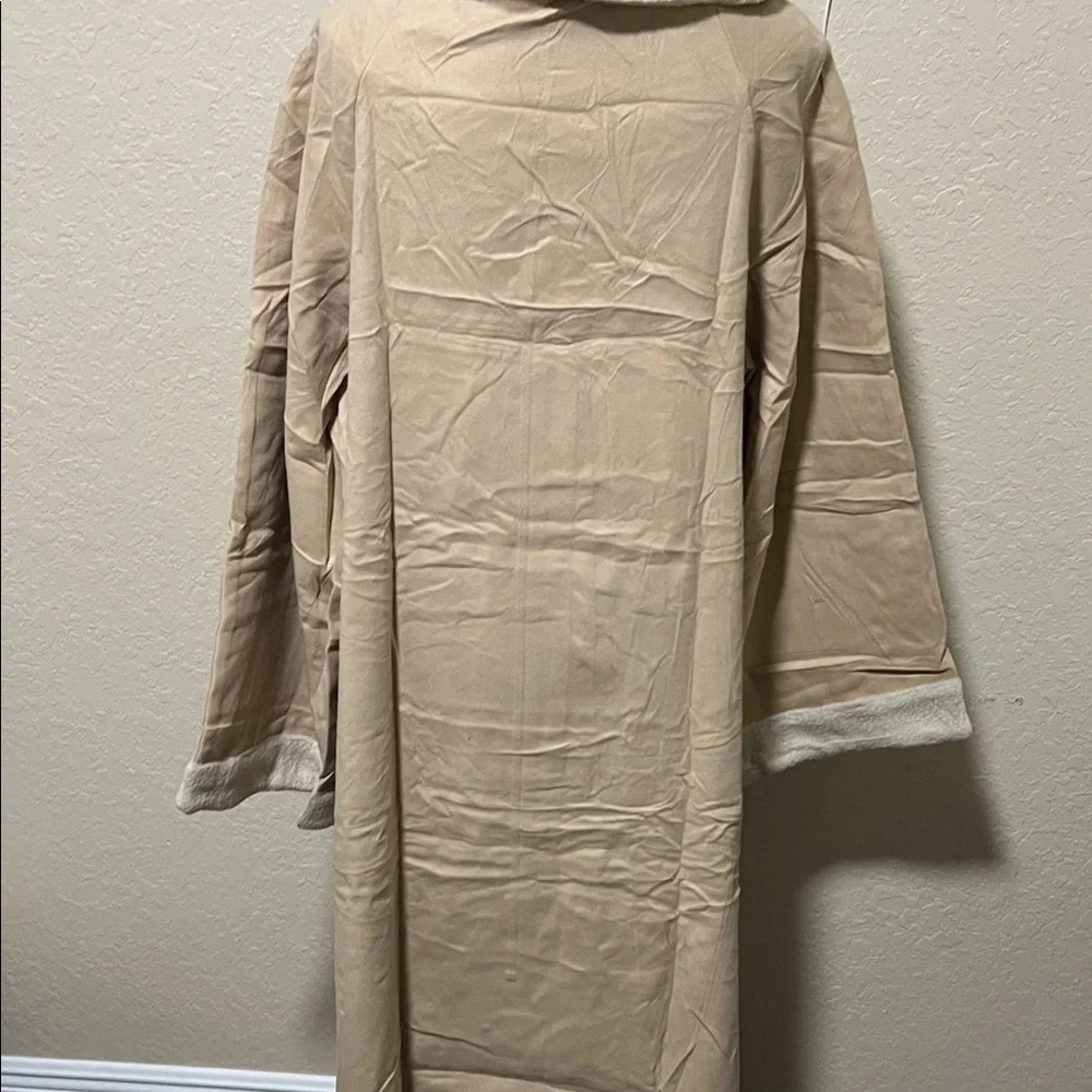 Women's Tan Coat with Shearling Collar